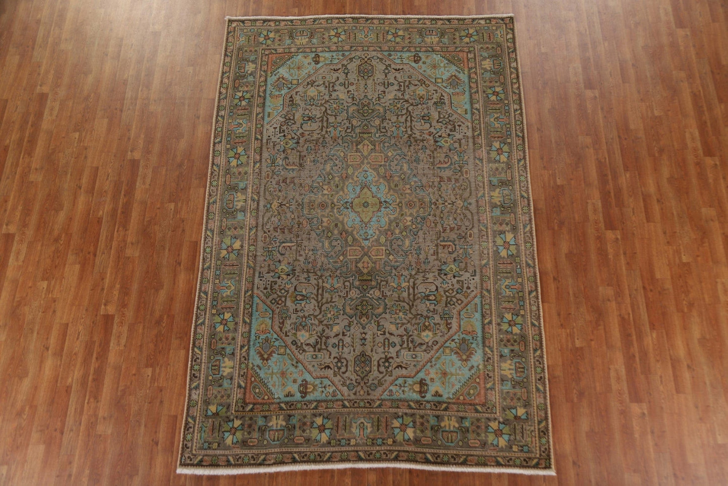 Distressed Over-Dyed Tabriz Persian Area Rug 7x10