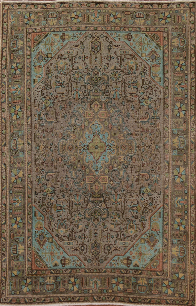 Distressed Over-Dyed Tabriz Persian Area Rug 7x10