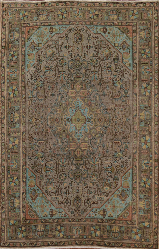 Distressed Over-Dyed Tabriz Persian Area Rug 7x10