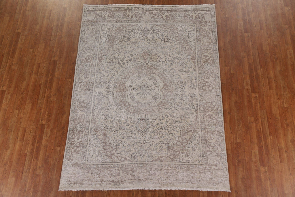 Distressed Tabriz Persian Area Rug 7x9