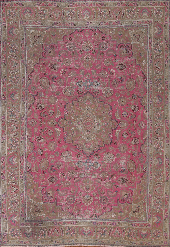 Vintage Pink Mashad Persian Area Rug 8x10