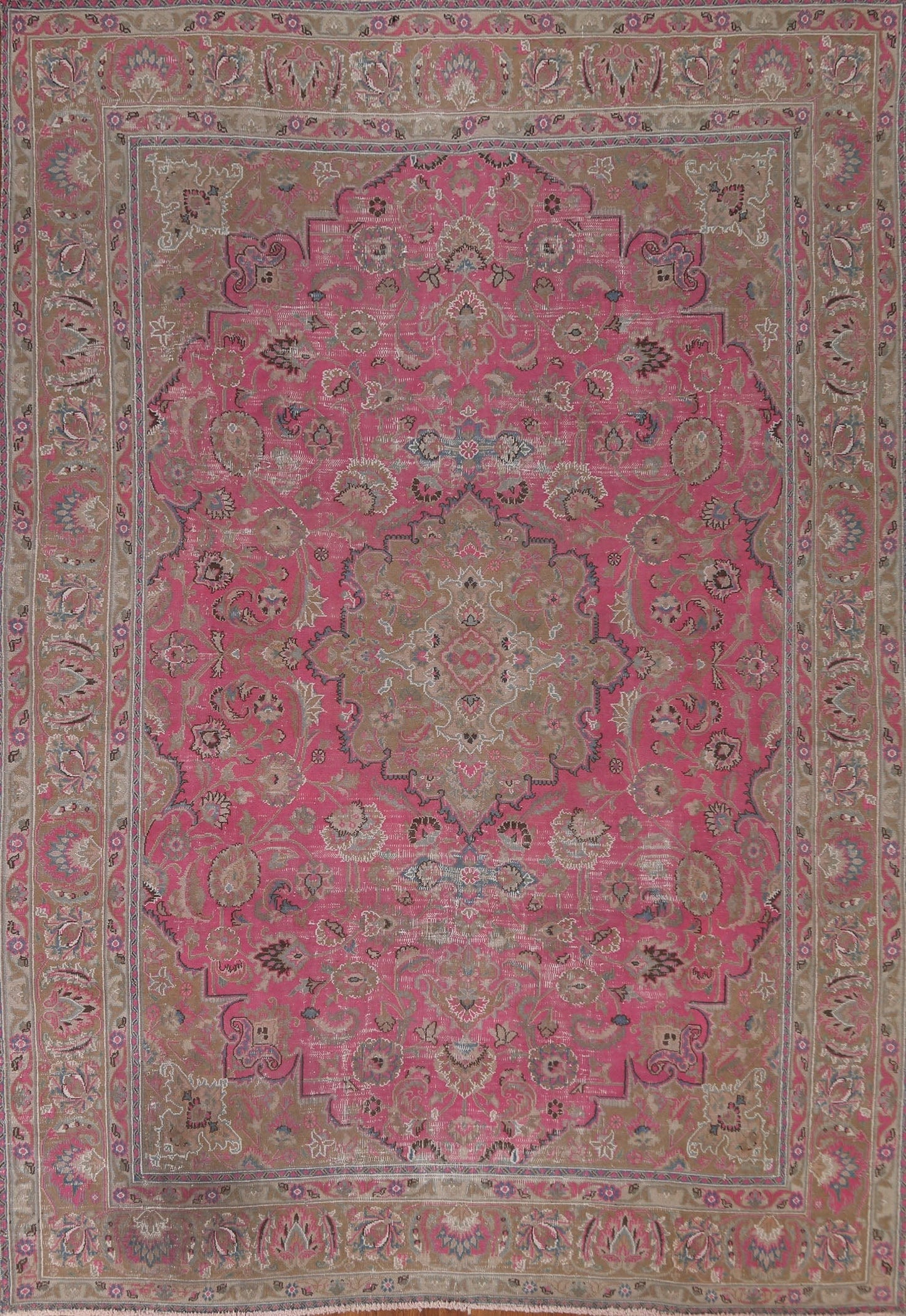 Vintage Pink Mashad Persian Area Rug 8x10