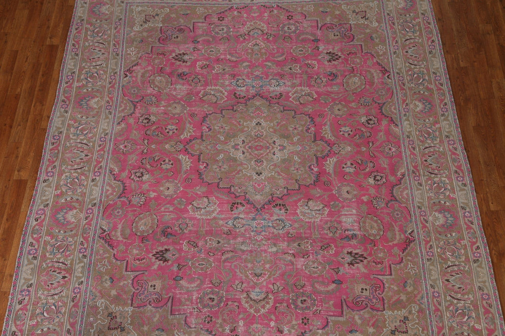 Vintage Pink Mashad Persian Area Rug 8x10