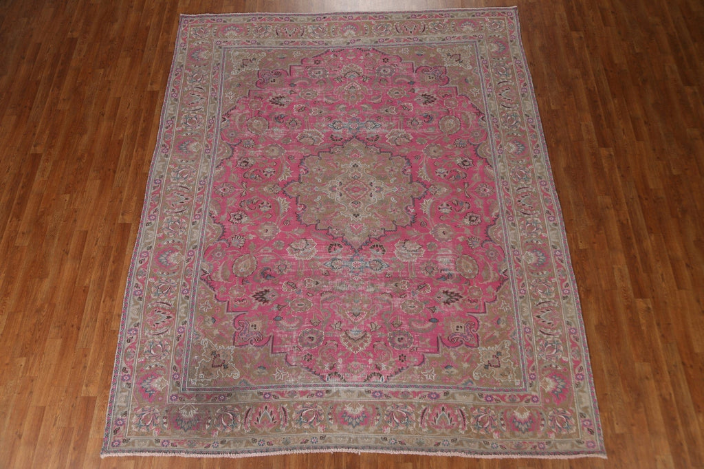 Vintage Pink Mashad Persian Area Rug 8x10