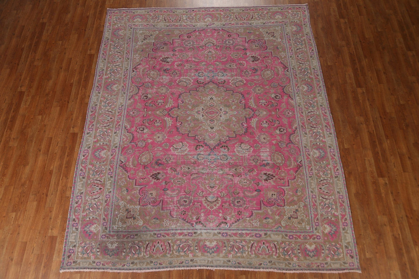 Vintage Pink Mashad Persian Area Rug 8x10