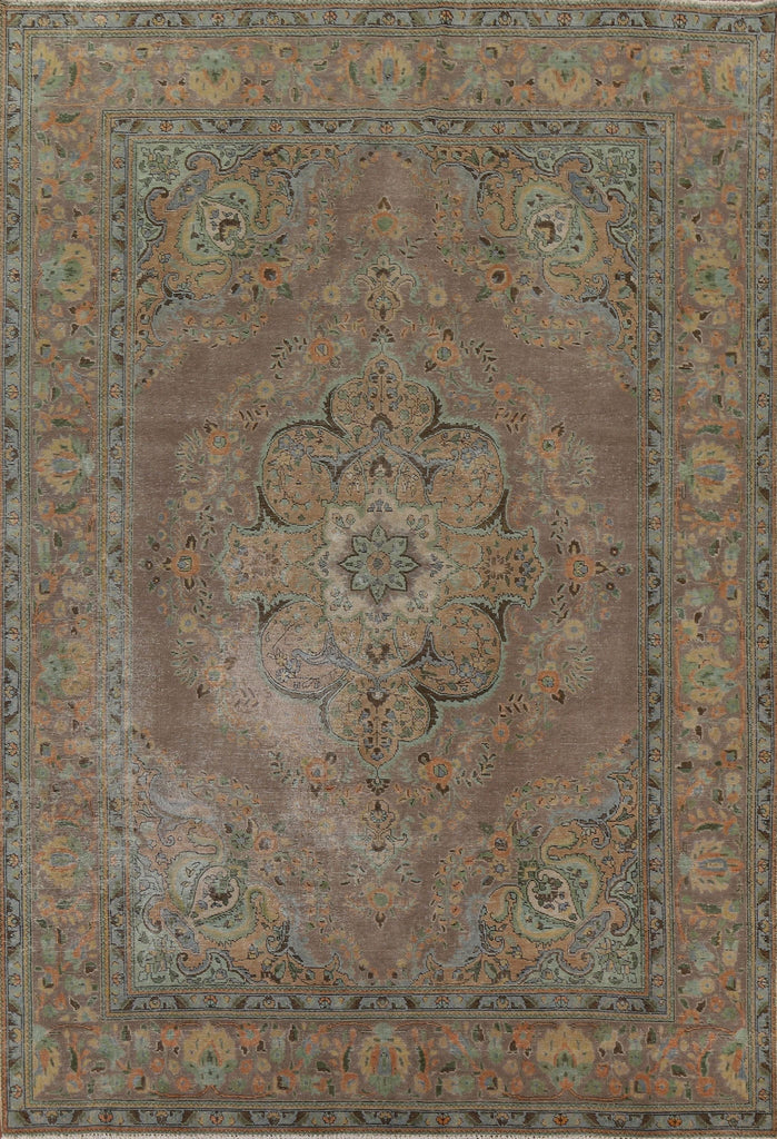 Distressed Over-Dyed Tabriz Persian Area Rug 8x11