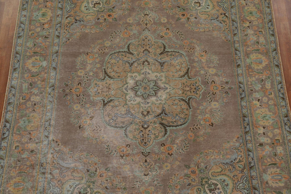 Distressed Over-Dyed Tabriz Persian Area Rug 8x11