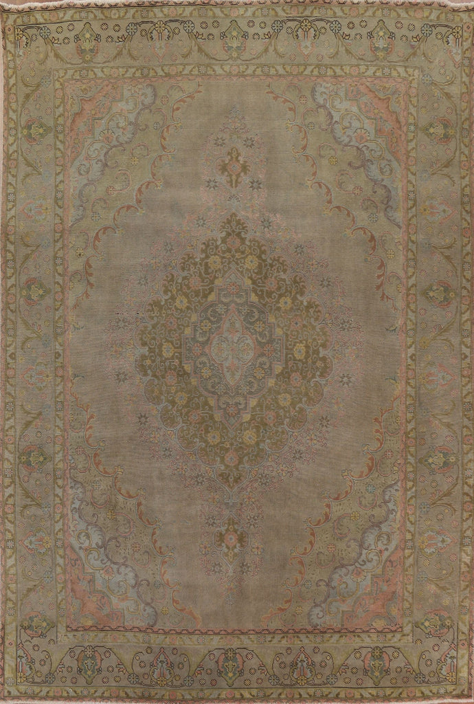 Distressed Over-Dyed Tabriz Persian Area Rug 9x13