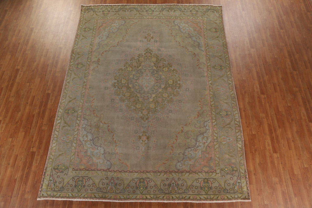 Distressed Over-Dyed Tabriz Persian Area Rug 9x13