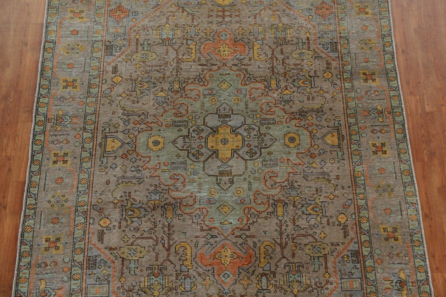 Over-Dyed Geometric Tabriz Persian Area Rug 7x10