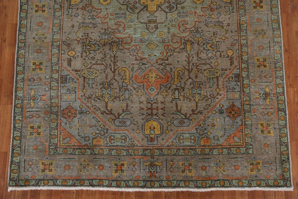 Over-Dyed Geometric Tabriz Persian Area Rug 7x10