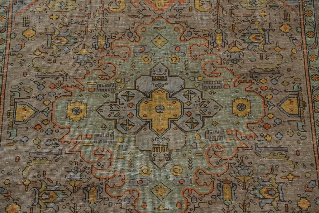 Over-Dyed Geometric Tabriz Persian Area Rug 7x10