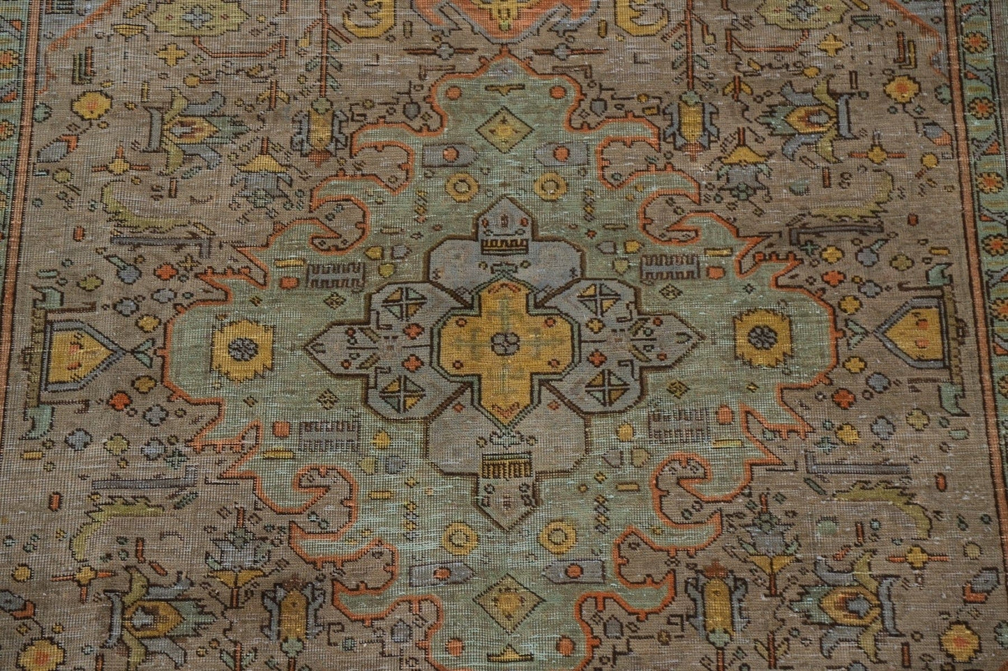 Over-Dyed Geometric Tabriz Persian Area Rug 7x10