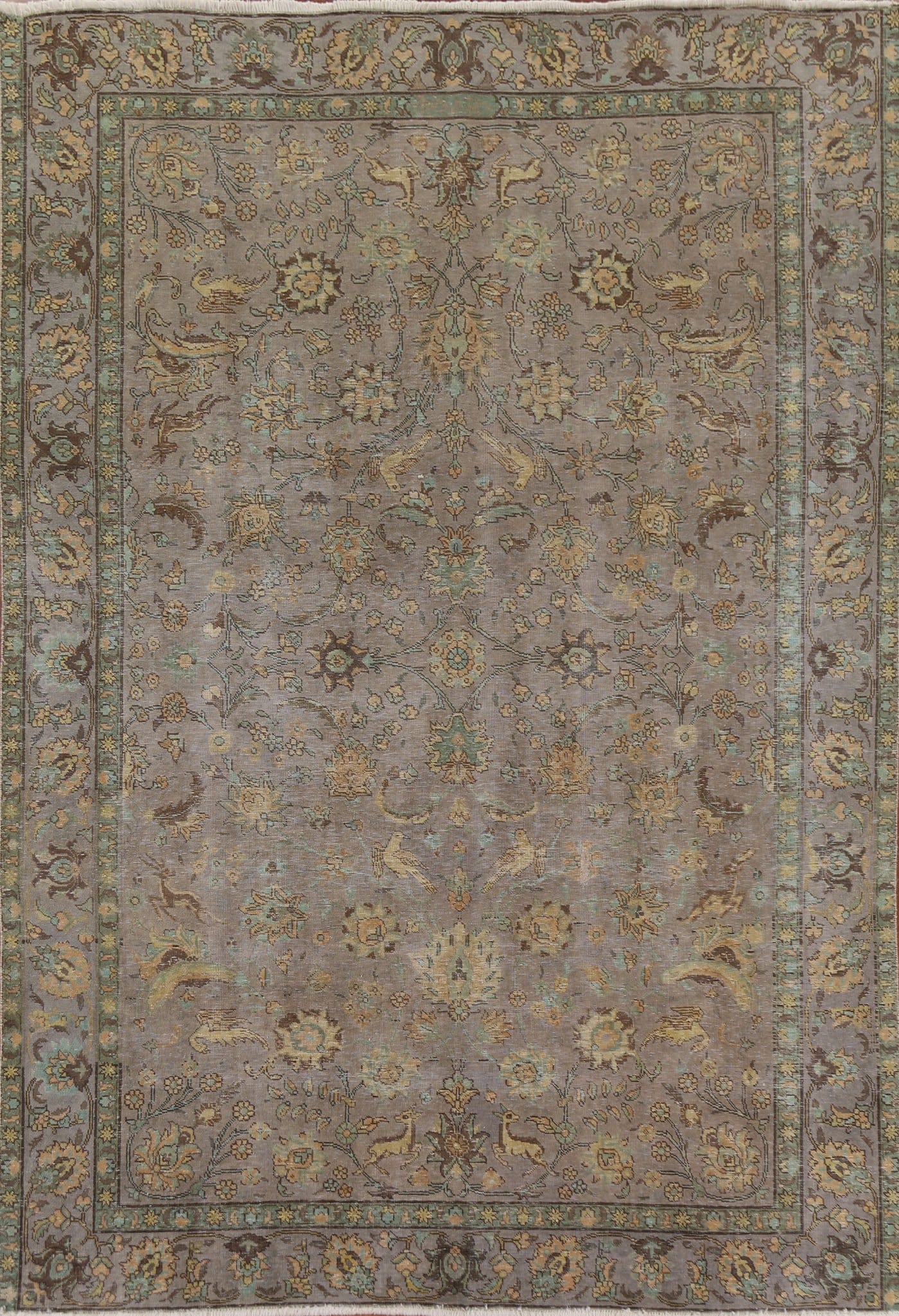 Distressed Over-Dyed Tabriz Persian Area Rug 8x11