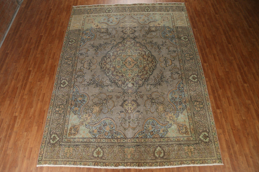 Distressed Over-Dyed Tabriz Persian Area Rug 10x13