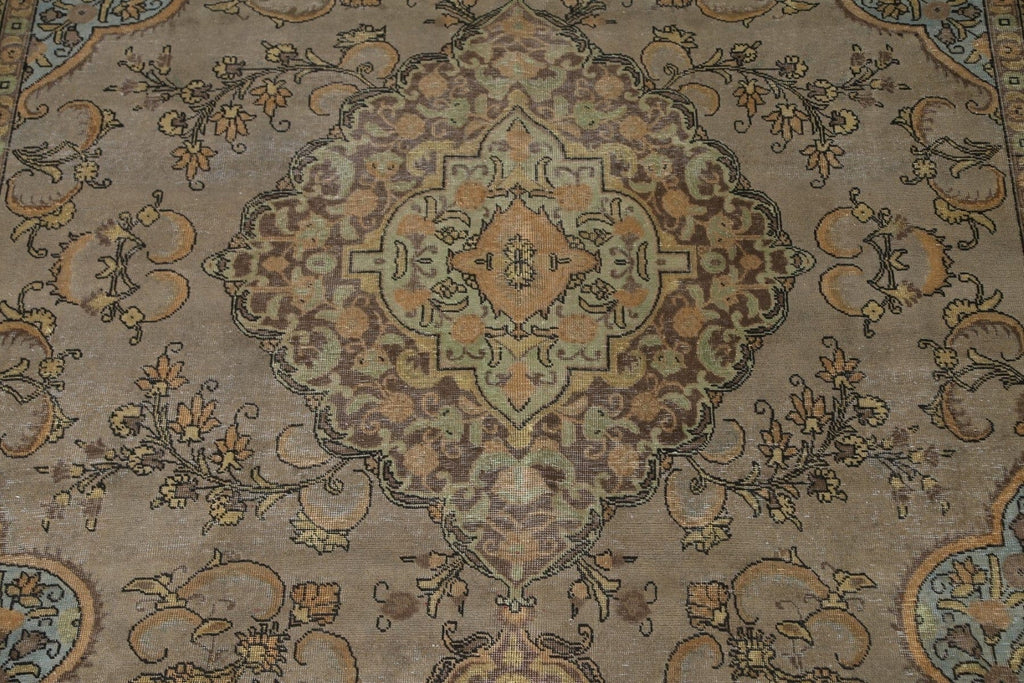 Distressed Over-Dyed Tabriz Persian Area Rug 10x13