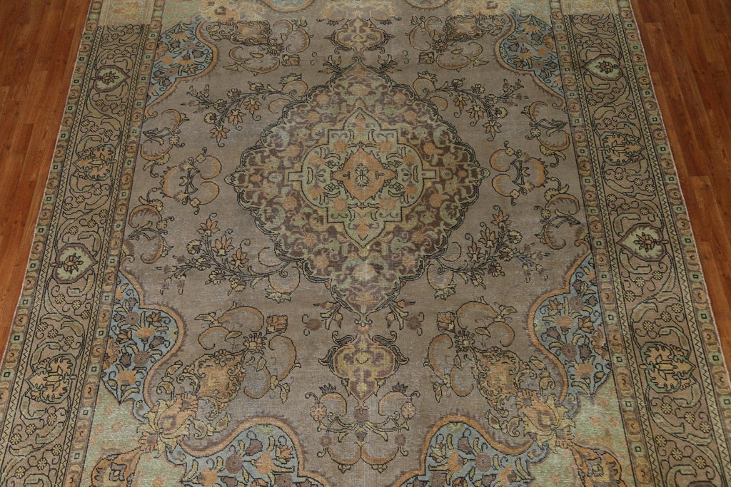 Distressed Over-Dyed Tabriz Persian Area Rug 10x13