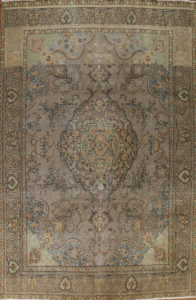 Distressed Over-Dyed Tabriz Persian Area Rug 10x13