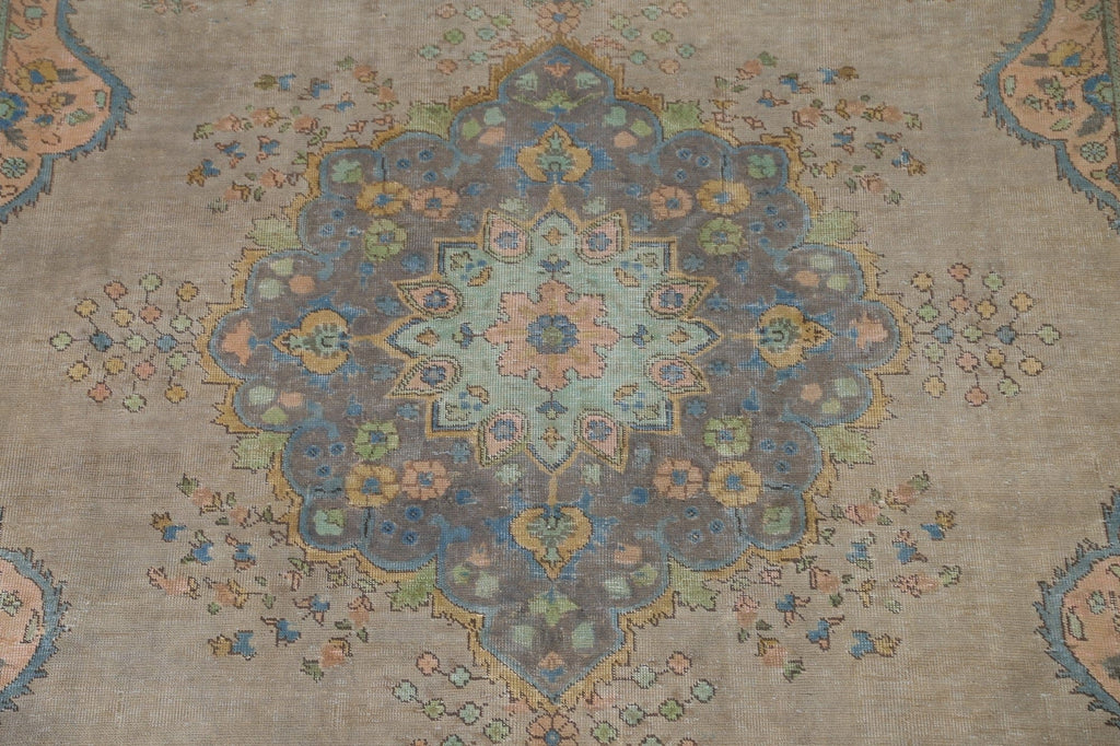 Distressed Over-Dyed Tabriz Persian Area Rug 8x11