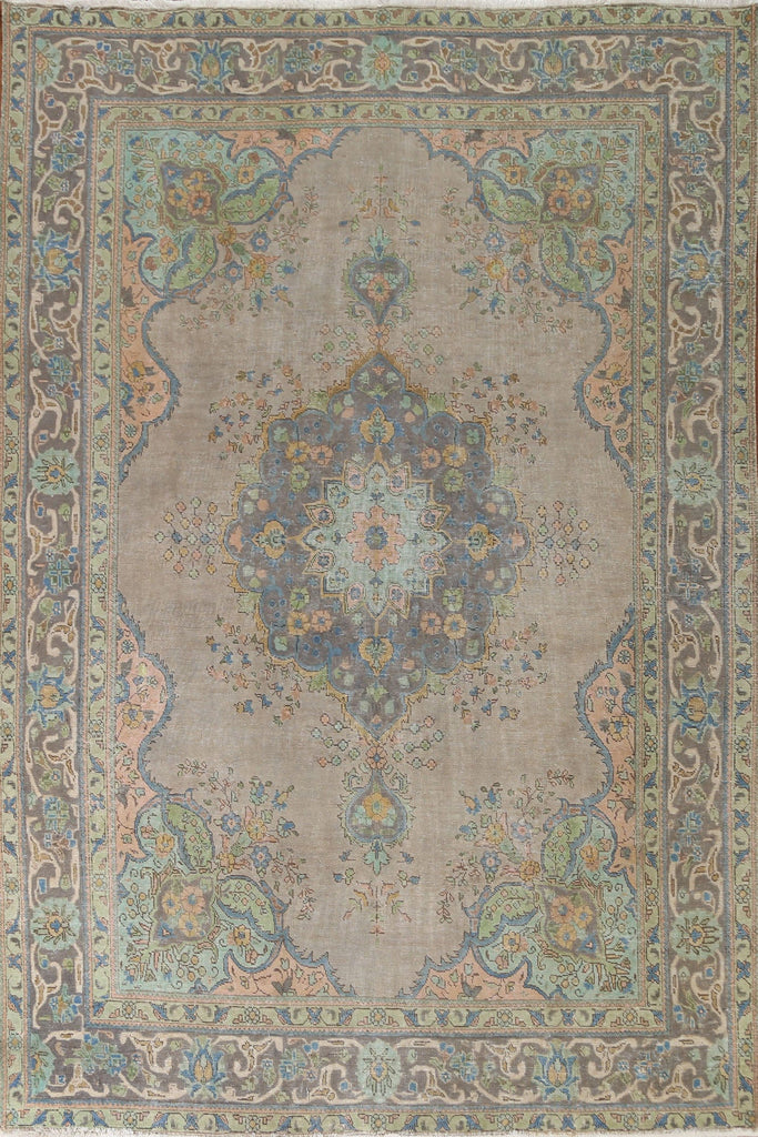 Distressed Over-Dyed Tabriz Persian Area Rug 8x11