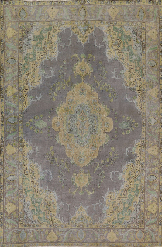 Distressed Over-Dyed Tabriz Persian Area Rug 10x13