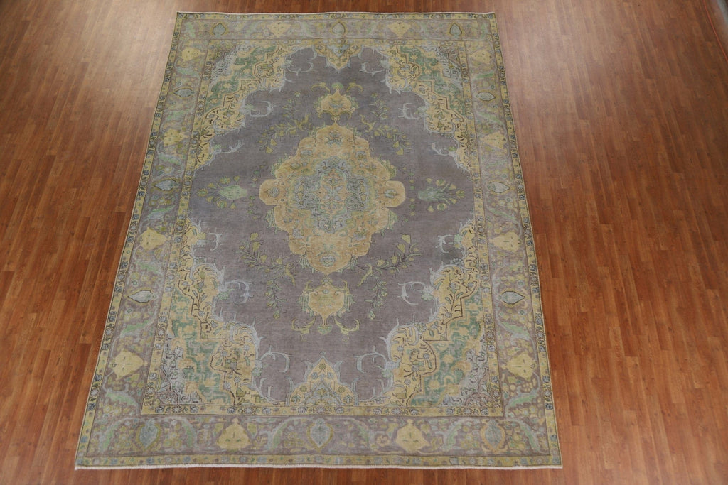 Distressed Over-Dyed Tabriz Persian Area Rug 10x13