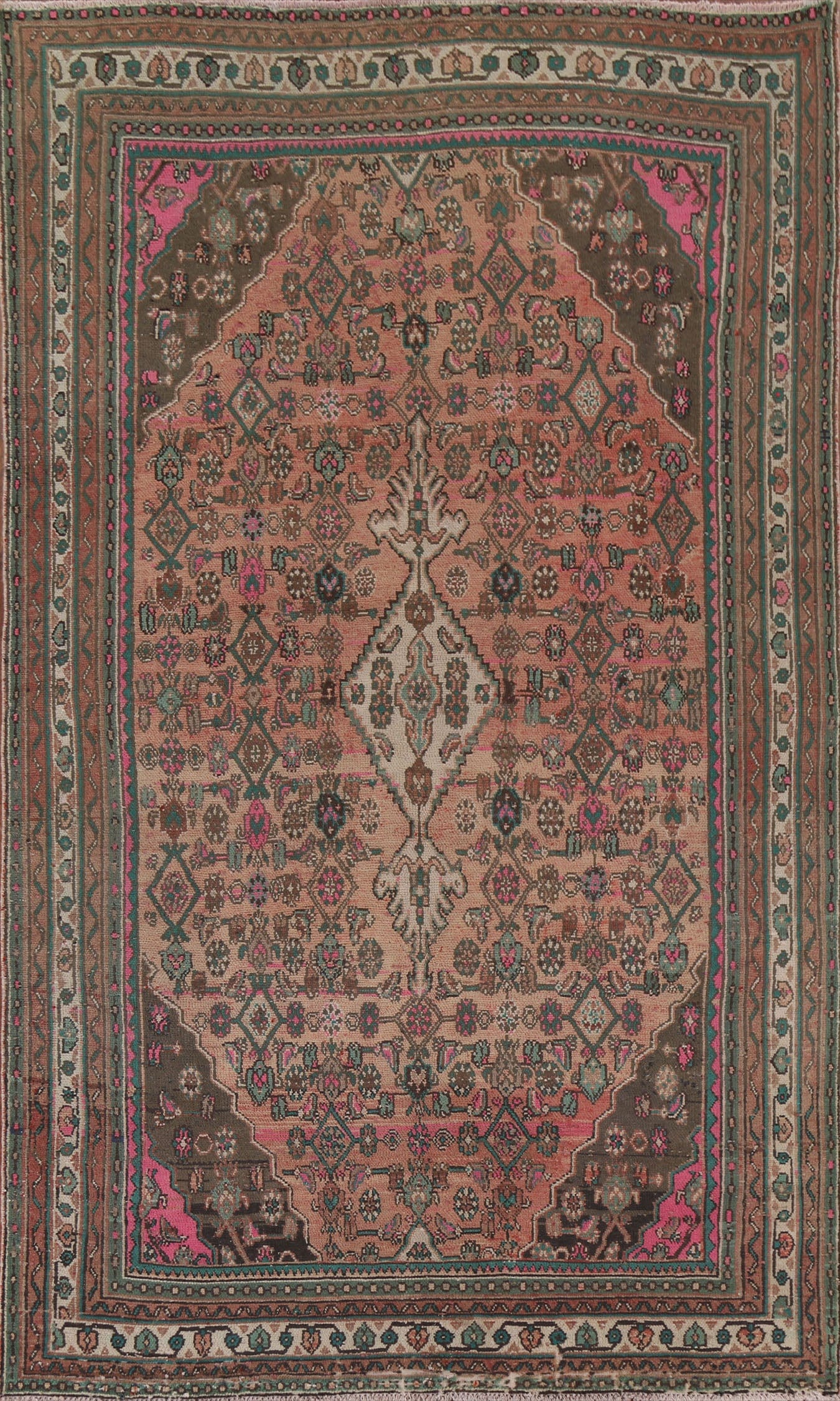 Geometric Hamedan Persian Area Rug 7x10