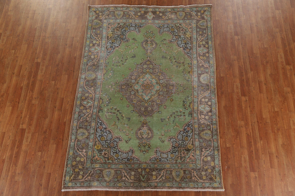 Distressed Tabriz Persian Area Rug 6x9