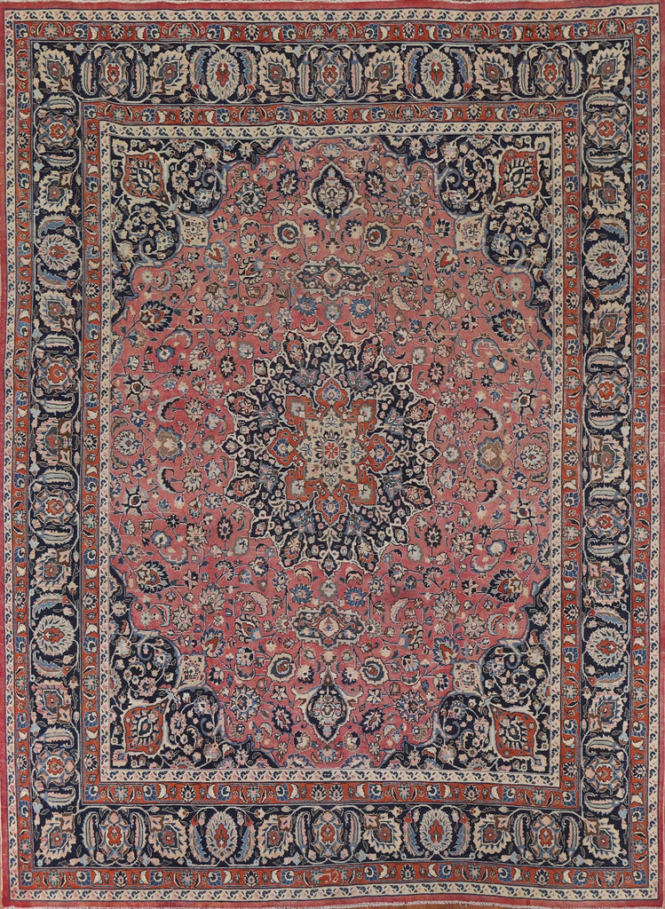 Pink Floral Mashad Persian Area Rug 10x12