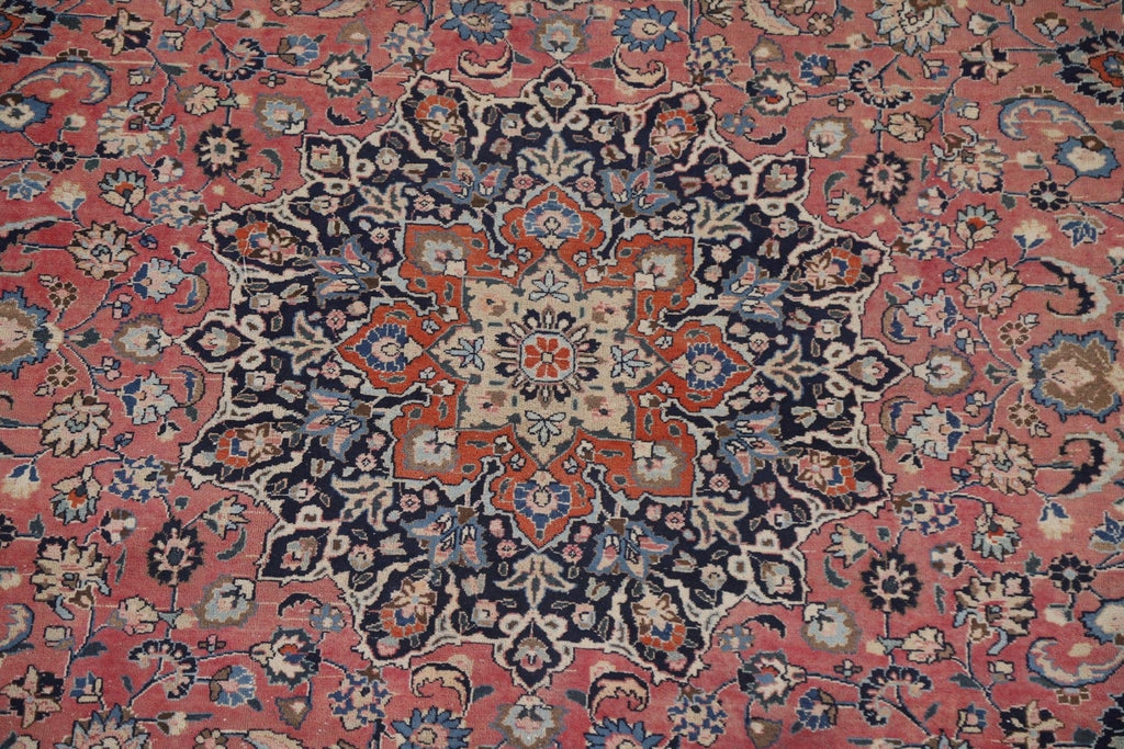 Pink Floral Mashad Persian Area Rug 10x12