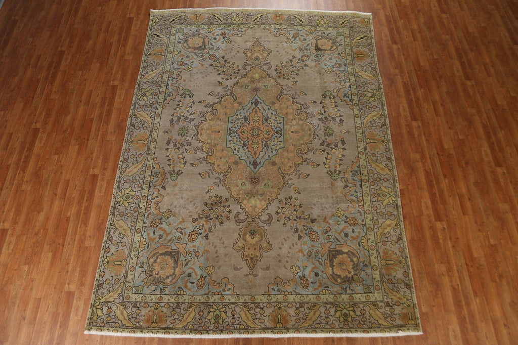 Brown Wool Tabriz Persian Area Rug 8x11