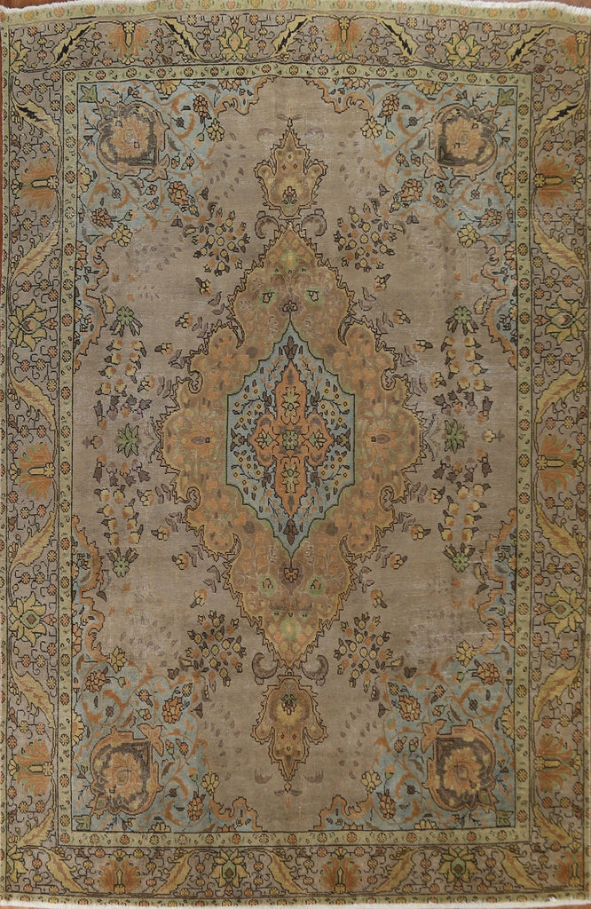 Brown Wool Tabriz Persian Area Rug 8x11