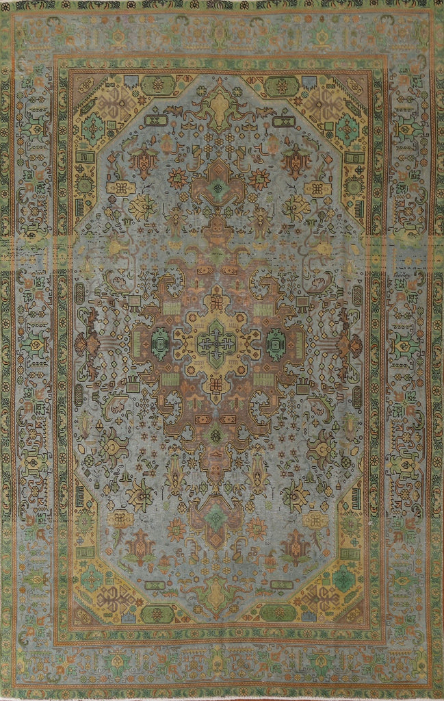 Distressed Over-Dyed Tabriz Persian Area Rug 8x11