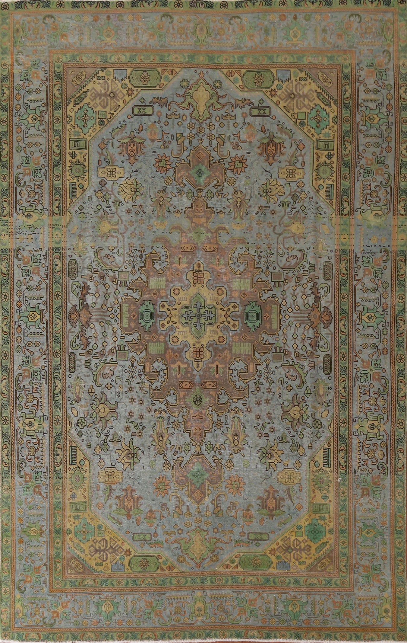 Distressed Over-Dyed Tabriz Persian Area Rug 8x11