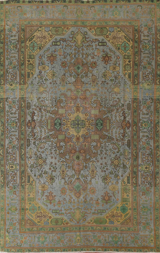 Distressed Over-Dyed Tabriz Persian Area Rug 8x11