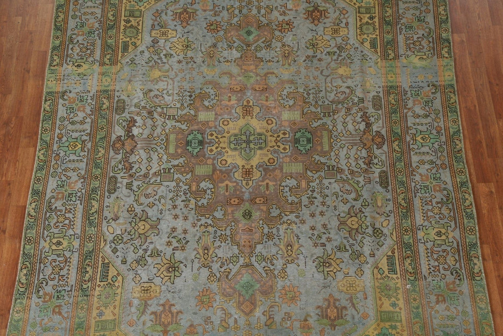 Distressed Over-Dyed Tabriz Persian Area Rug 8x11