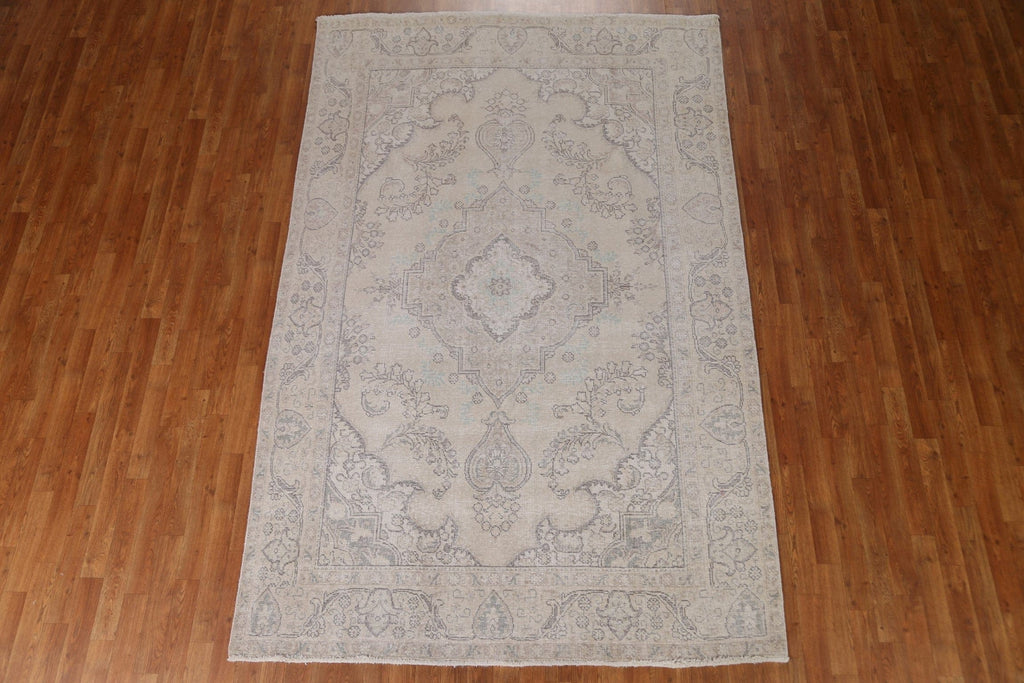 Distressed Tabriz Persian Area Rug 6x9