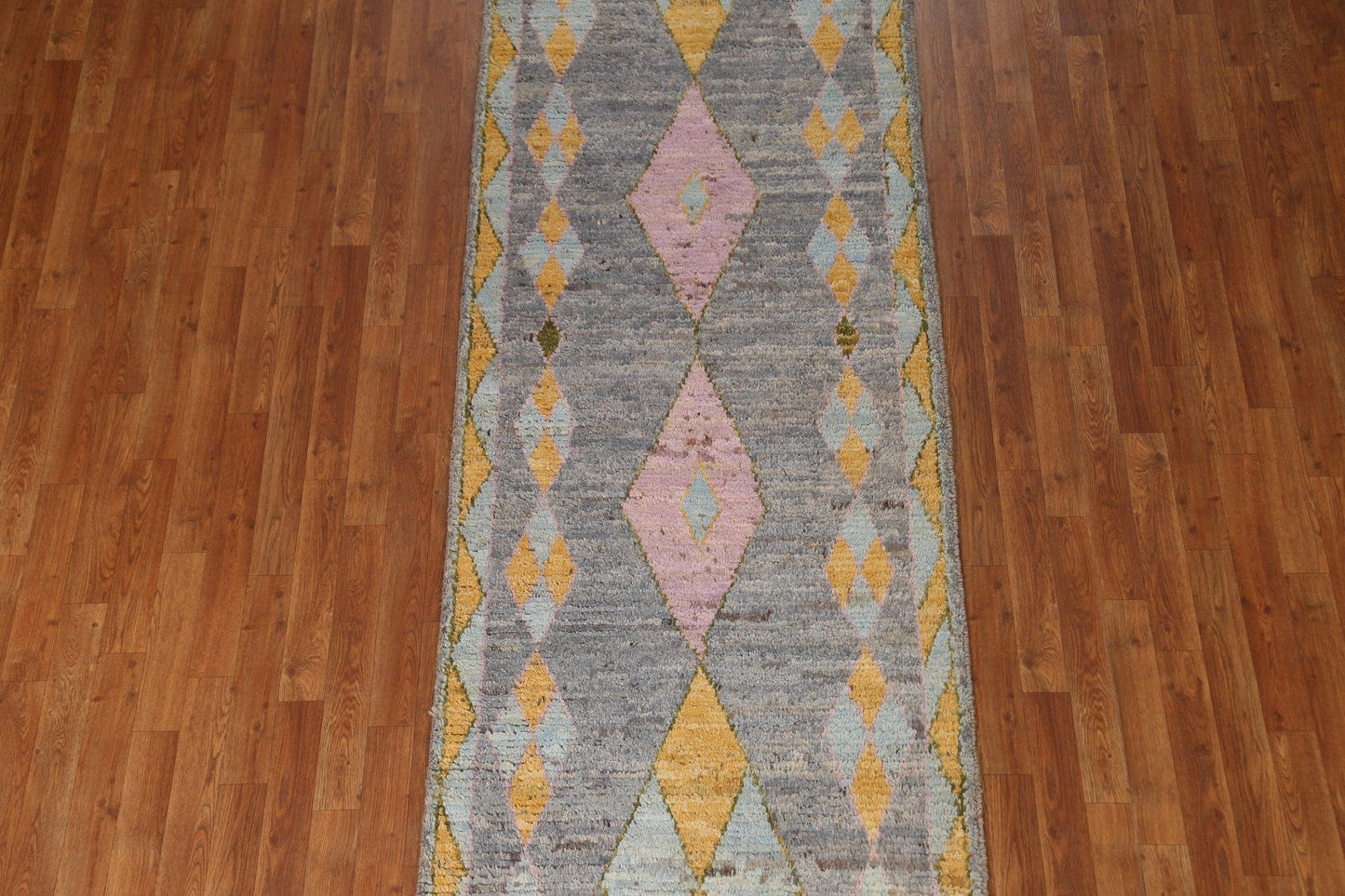 Gray Wool Moroccan Runner Rug 3x10