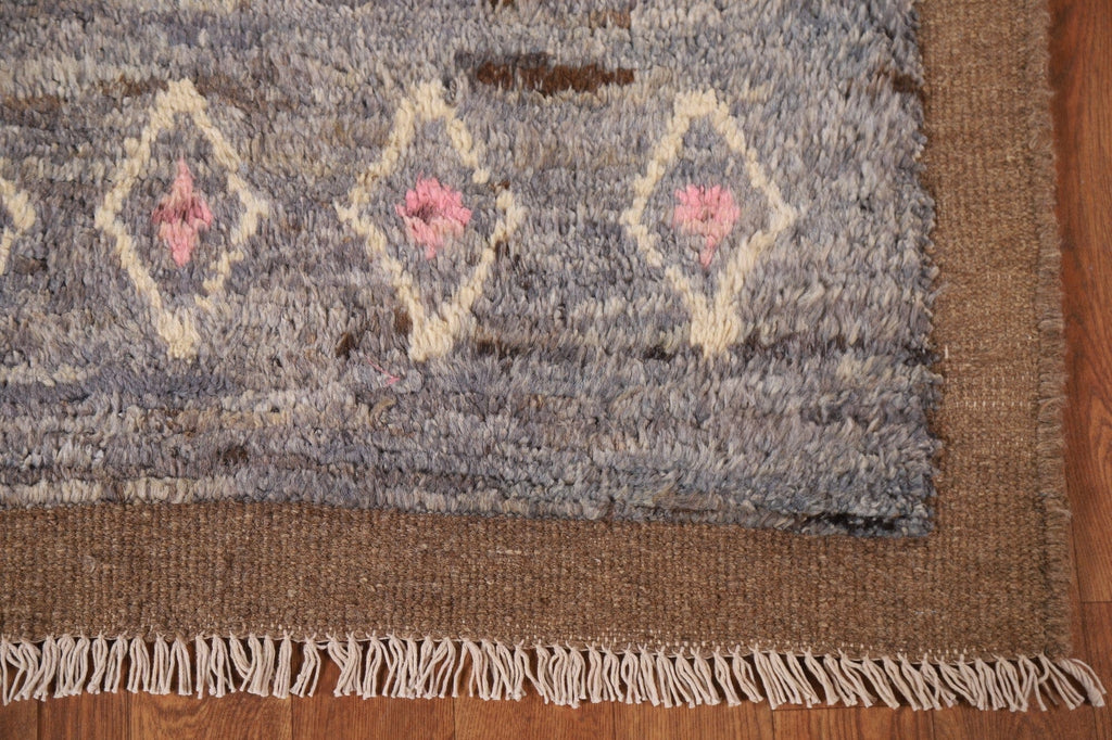 Gray Moroccan Wool Runner Rug 3x10