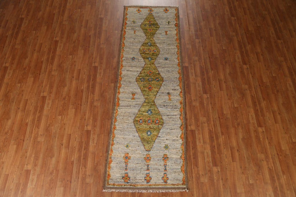 Geometric Moroccan Wool Runner Rug 3x10