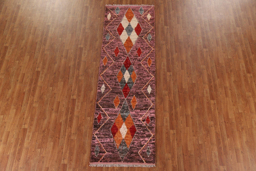 Pink Tribal Moroccan Runner Rug 3x10