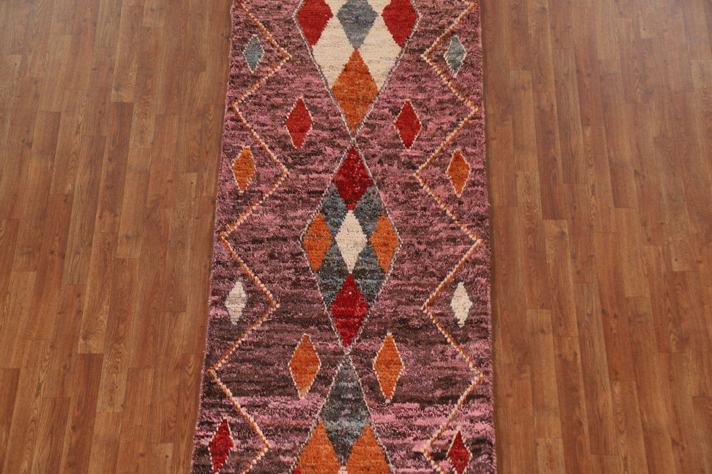 Pink Tribal Moroccan Runner Rug 3x10