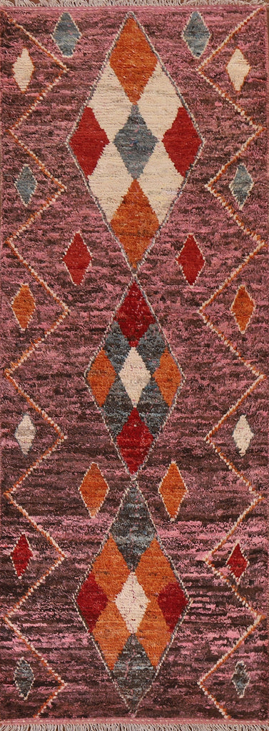 Pink Tribal Moroccan Runner Rug 3x10