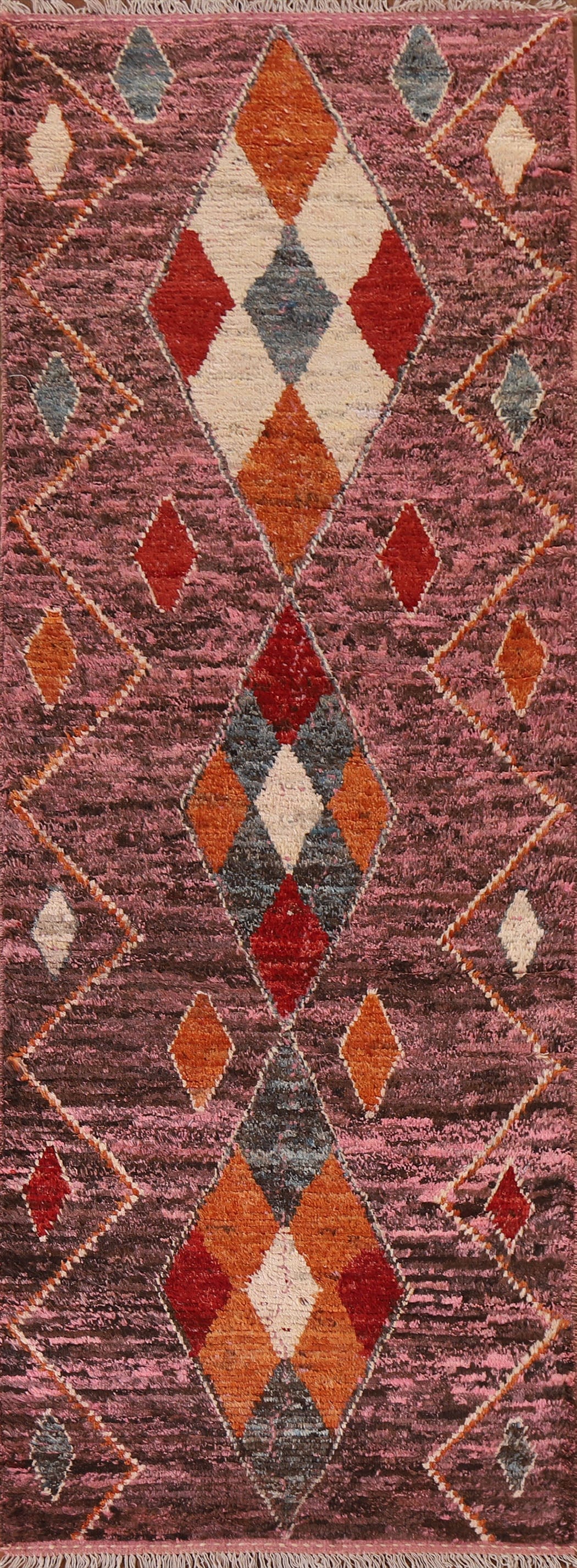 Pink Tribal Moroccan Runner Rug 3x10