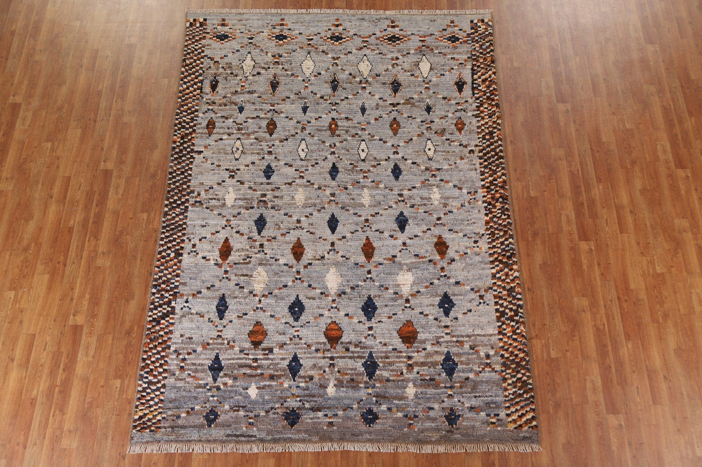 Gray Wool Moroccan Area Rug 7x10