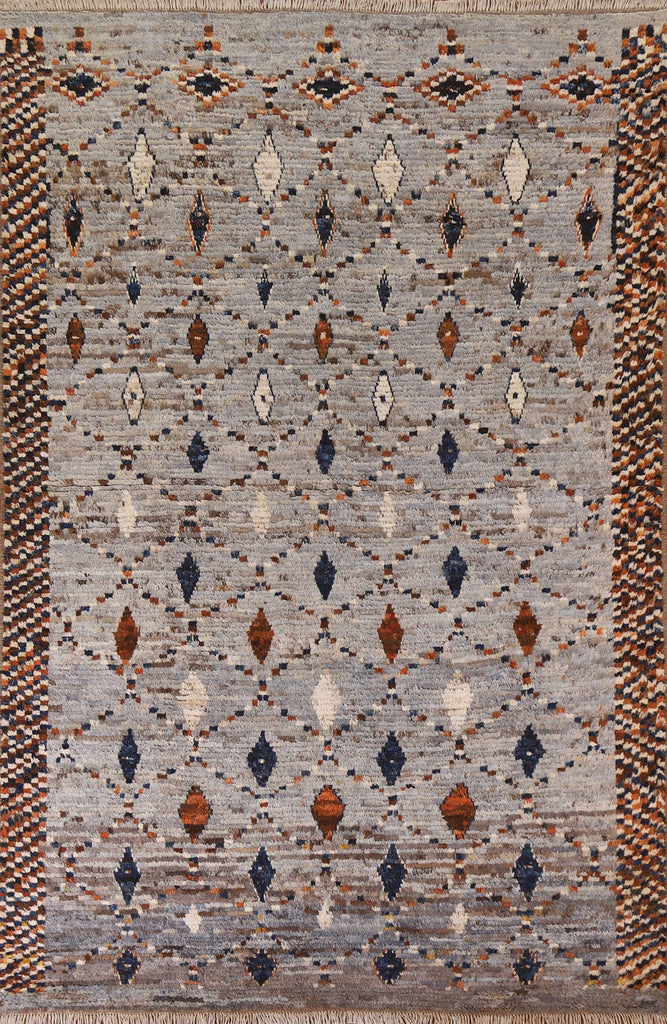 Gray Wool Moroccan Area Rug 7x10