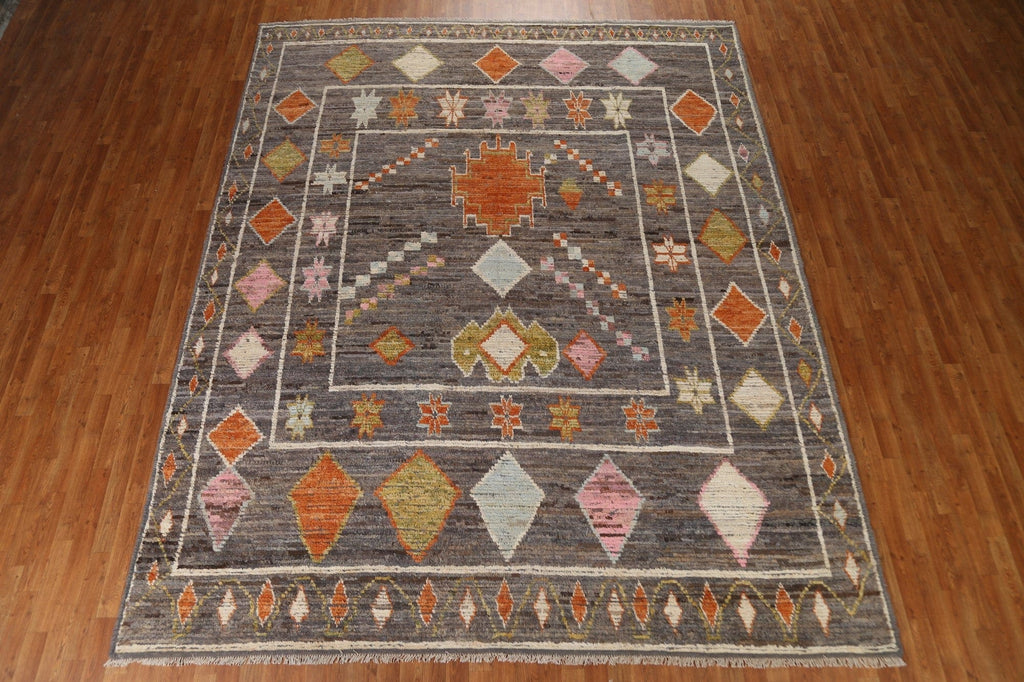 Gray Wool Moroccan Area Rug 10x12