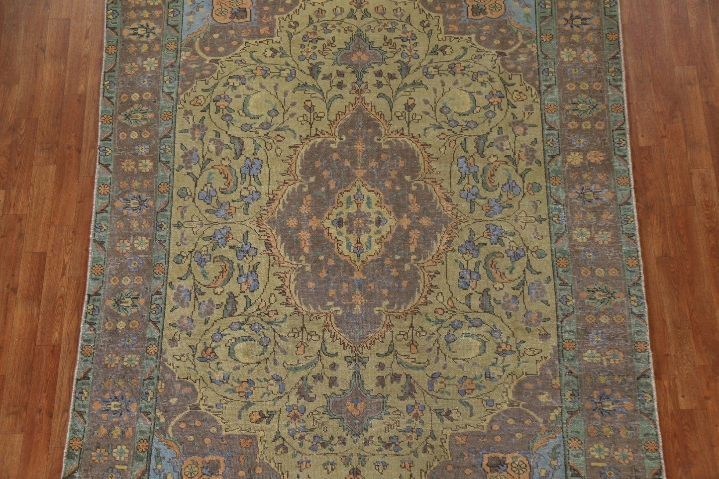 Distressed Over-Dyed Tabriz Persian Area Rug 6x9