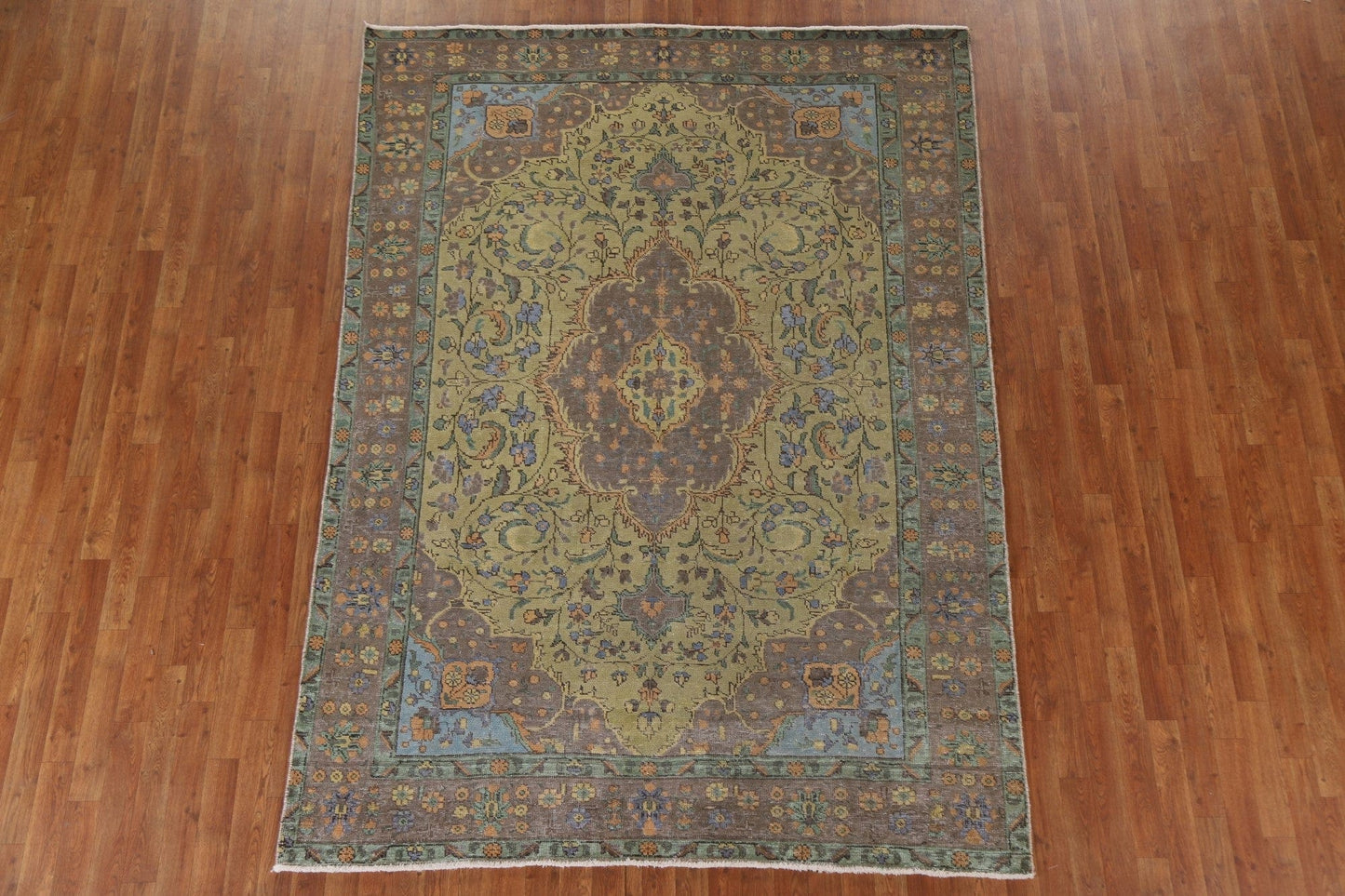 Distressed Over-Dyed Tabriz Persian Area Rug 6x9