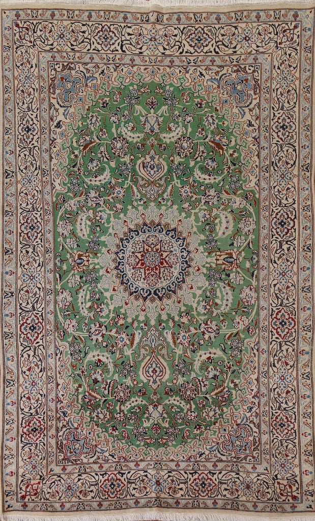 Green Floral Nain Persian Area Rug 6x10